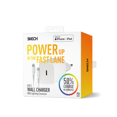 Power Delivery 20W travel charger with Lightning Cable - Skech Mobile Products